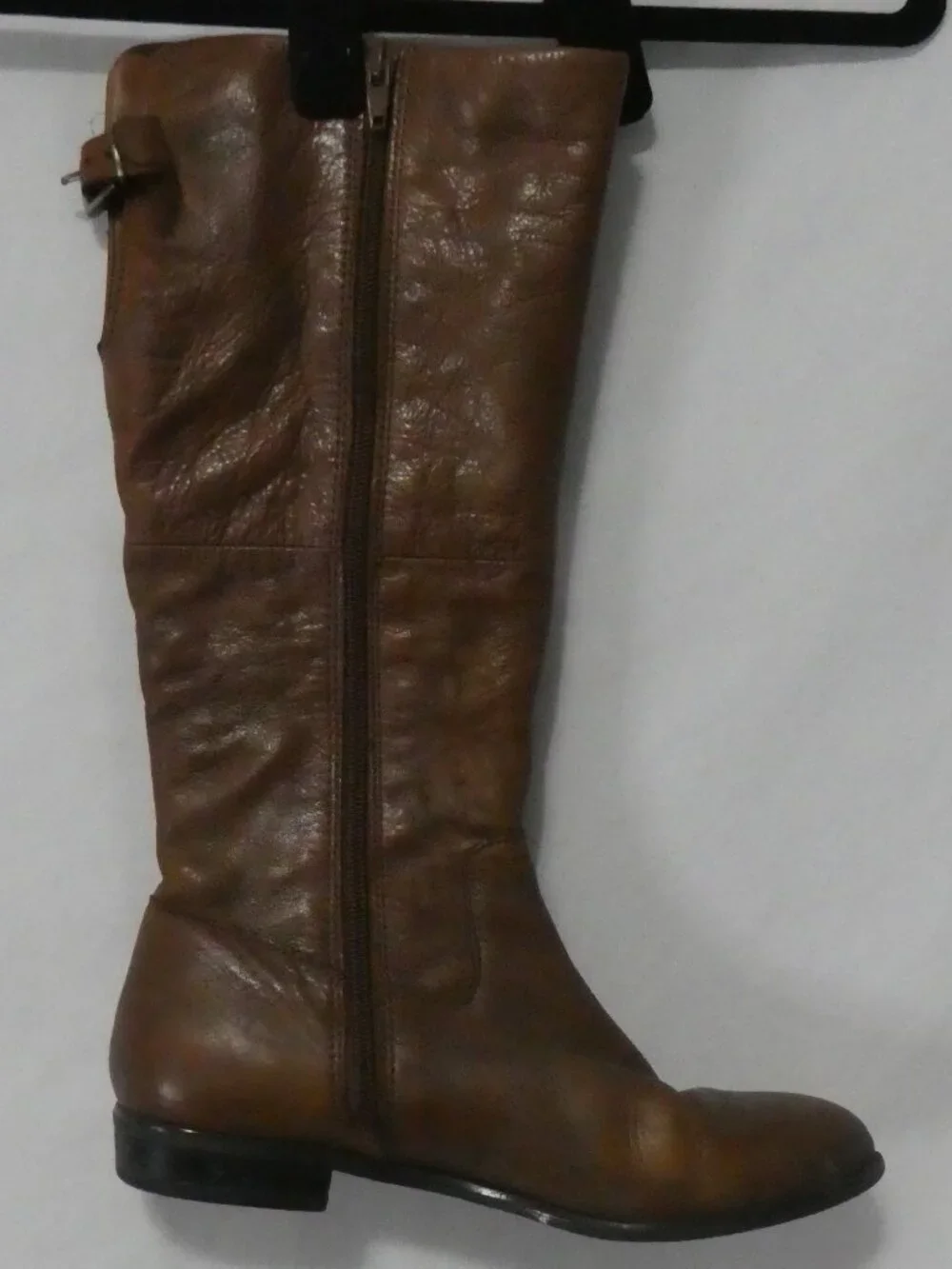 ALDO Brown Leather Knee High Riding Boots Back Buckles - Size 5 - Picture 3 of 16